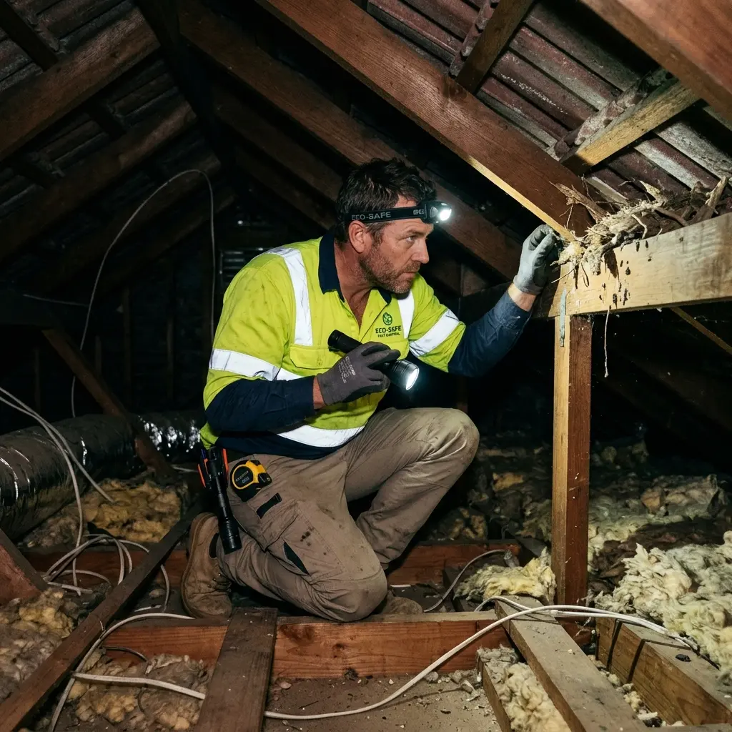 Technician inspecting a Prahran subfloor void for a deceased cat